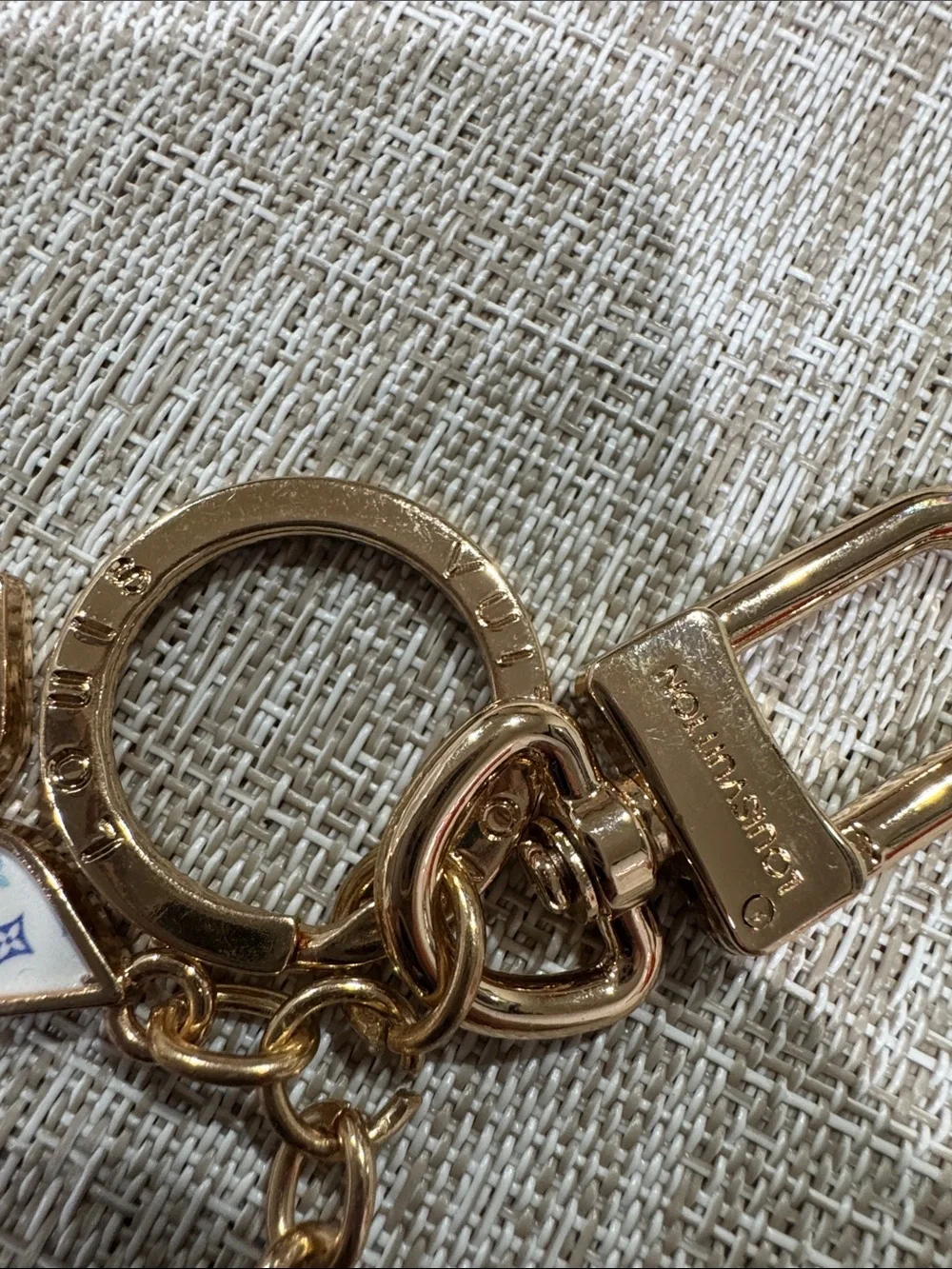 Pink Enamel & Multicolor Monogram Flower Key LV Charm